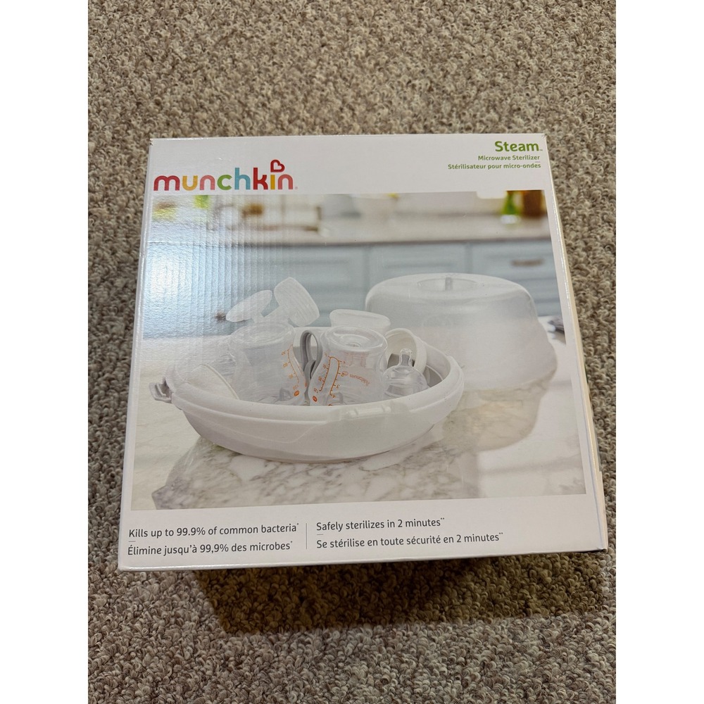 Munchkin Steam Microwave Sterilizer for Baby Bottles and Pump Parts White